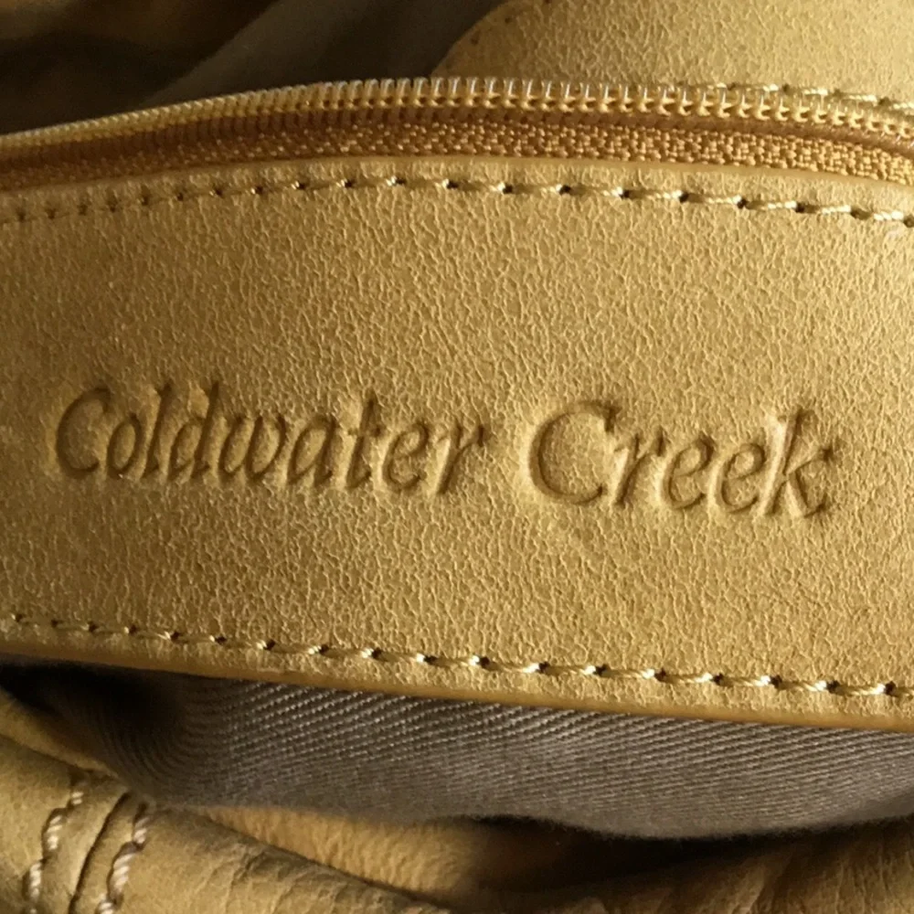 Coldwater Creek Buff Yellow Leather Hobo Bag